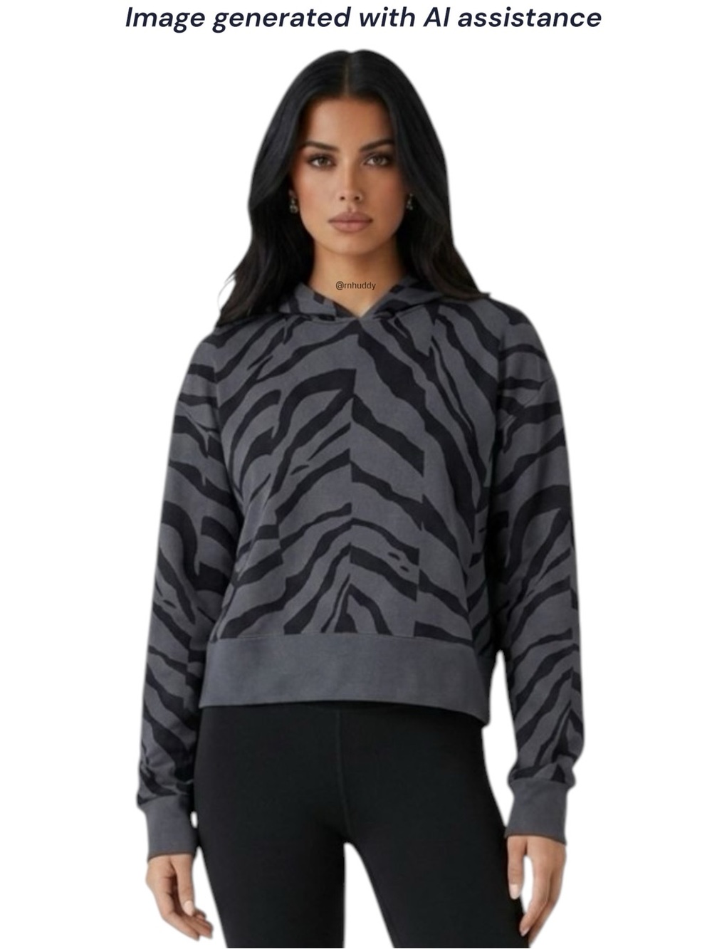 NWT COR by Ultracor XL grey/black wild zebra crop hoodie
